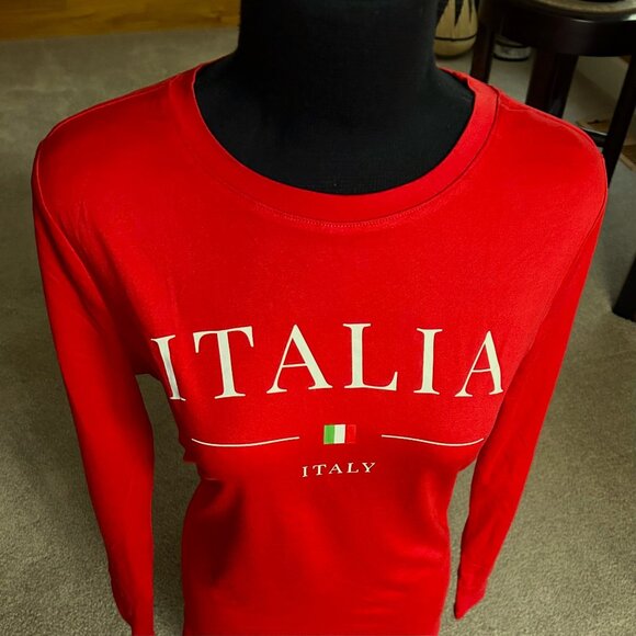 New WOMEN'S ITALY SPORTS TEE-SHIRT Red Size L - Picture 3 of 4